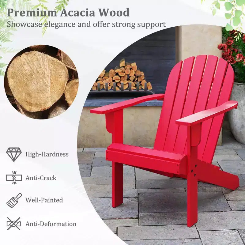 Sedia Adirondack da Esterno Costway con Sedile Inclinato, Schienale Alto e Braccioli Ampi Bianco/Blu/Grigio/Rosso