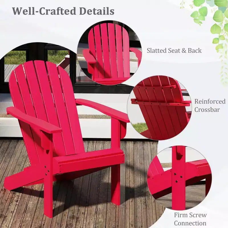 Sedia Adirondack da Esterno Costway con Sedile Inclinato, Schienale Alto e Braccioli Ampi Bianco/Blu/Grigio/Rosso