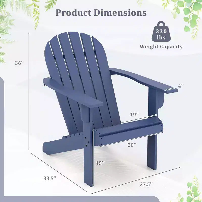 Sedia Adirondack da Esterno Costway con Sedile Inclinato, Schienale Alto e Braccioli Ampi Bianco/Blu/Grigio/Rosso