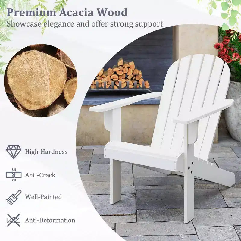 Sedia Adirondack da Esterno Costway con Sedile Inclinato, Schienale Alto e Braccioli Ampi Bianco/Blu/Grigio/Rosso
