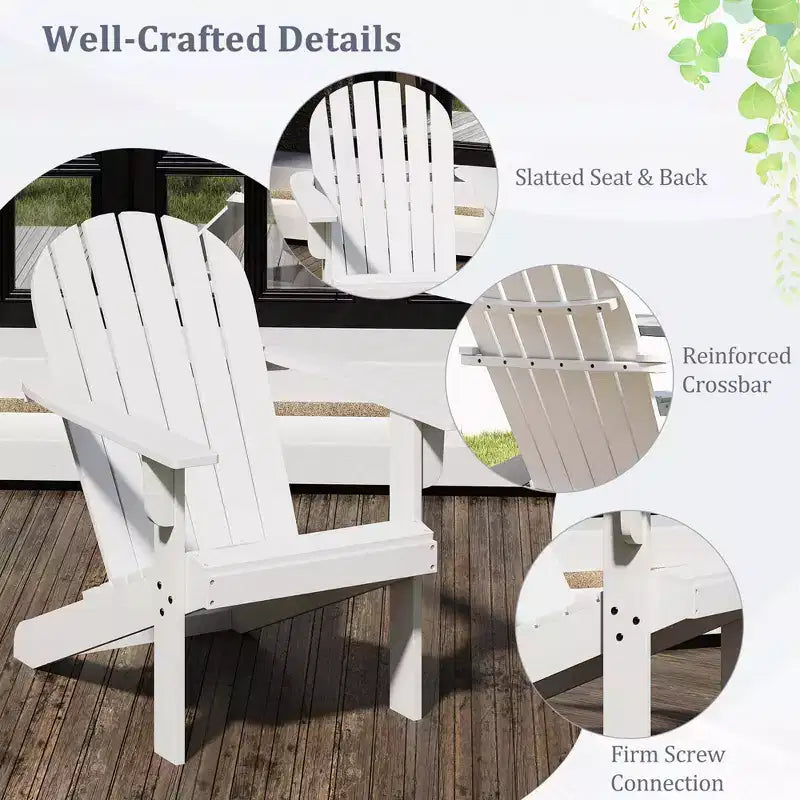 Sedia Adirondack da Esterno Costway con Sedile Inclinato, Schienale Alto e Braccioli Ampi Bianco/Blu/Grigio/Rosso