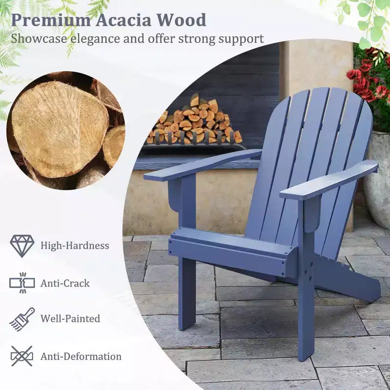 Sedia Adirondack da Esterno Costway con Sedile Inclinato, Schienale Alto e Braccioli Ampi Bianco/Blu/Grigio/Rosso