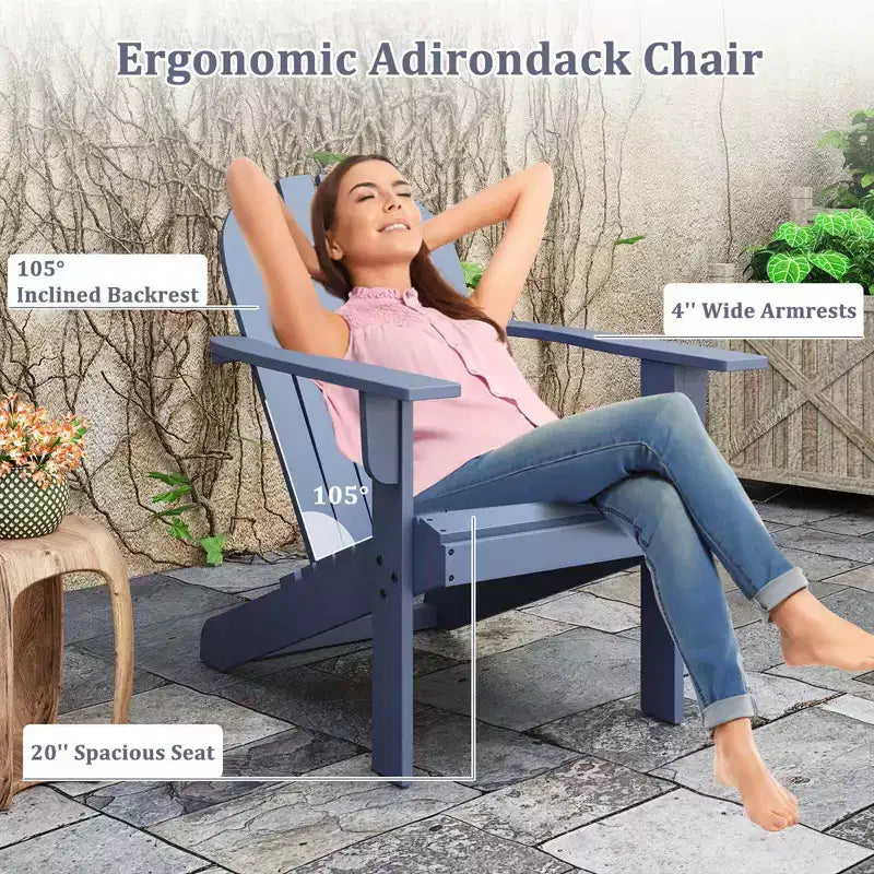 Sedia Adirondack da Esterno Costway con Sedile Inclinato, Schienale Alto e Braccioli Ampi Bianco/Blu/Grigio/Rosso