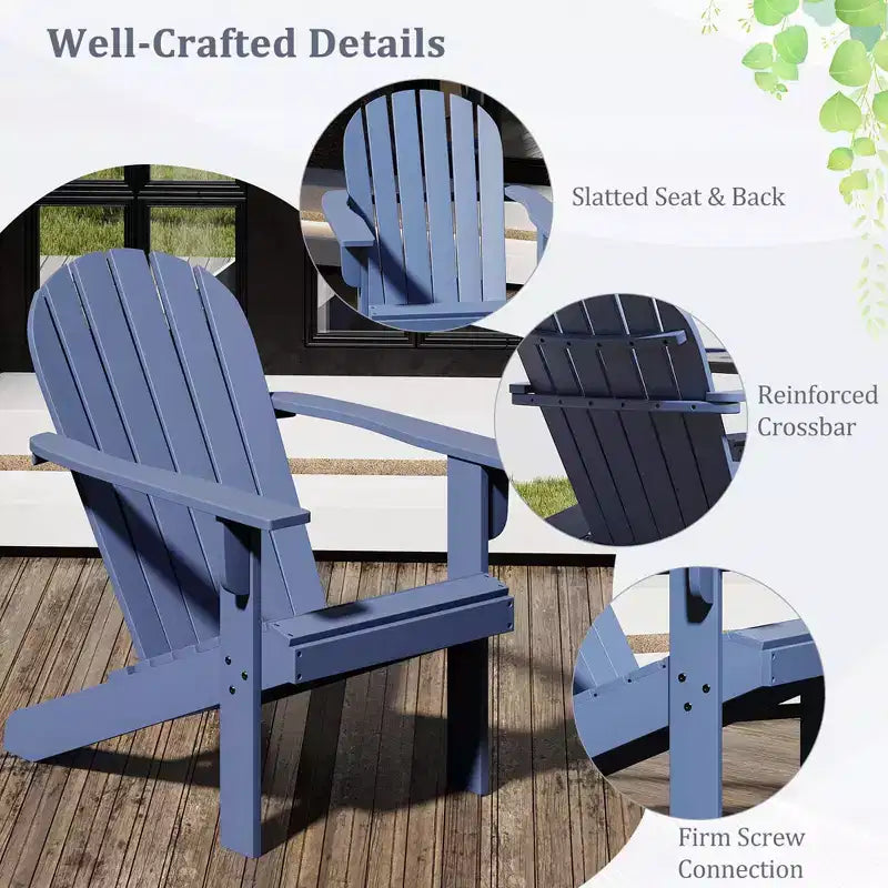 Sedia Adirondack da Esterno Costway con Sedile Inclinato, Schienale Alto e Braccioli Ampi Bianco/Blu/Grigio/Rosso
