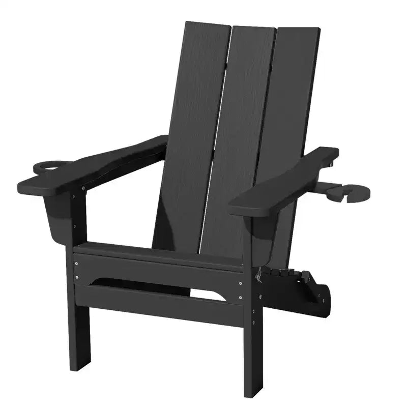 Hyleory - Sedie Adirondack Pieghevoli da Esterno in HDPE con 2 Portabicchieri - Sedia da Giardino con Schienale Curvo a 103 Gradi