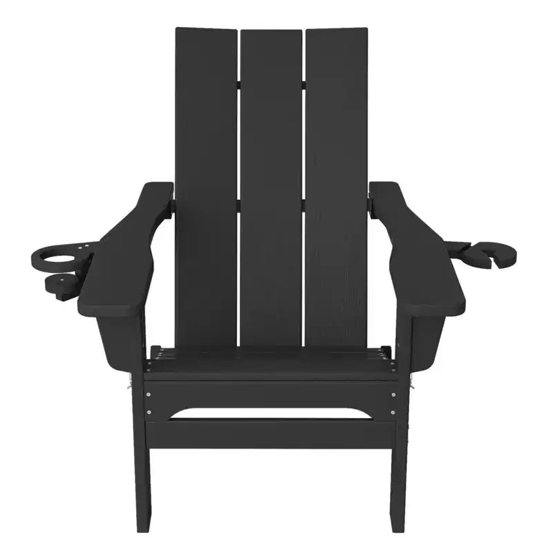 Hyleory - Sedie Adirondack Pieghevoli da Esterno in HDPE con 2 Portabicchieri - Sedia da Giardino con Schienale Curvo a 103 Gradi