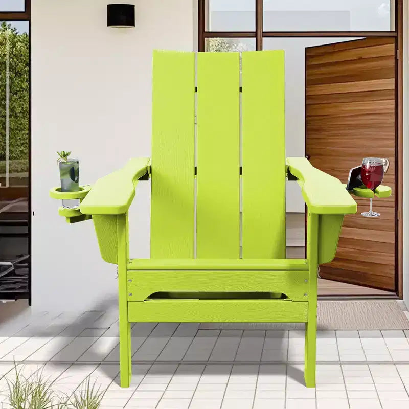 Hyleory - Sedie Adirondack Pieghevoli da Esterno in HDPE con 2 Portabicchieri - Sedia da Giardino con Schienale Curvo a 103 Gradi