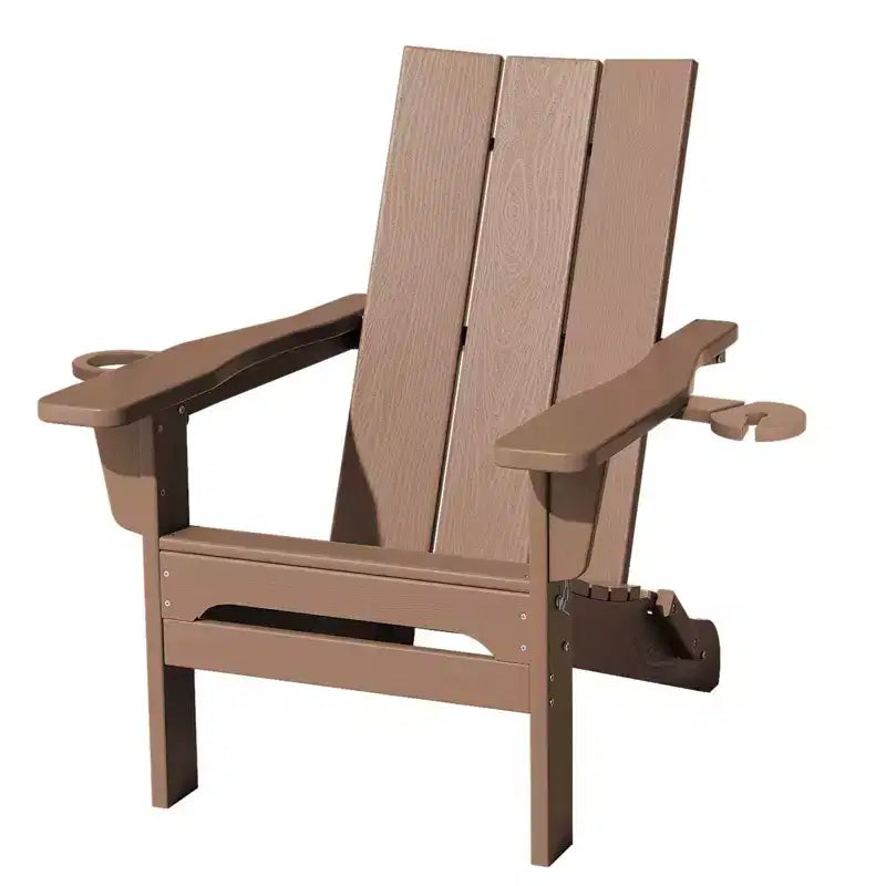 Hyleory - Sedie Adirondack Pieghevoli da Esterno in HDPE con 2 Portabicchieri - Sedia da Giardino con Schienale Curvo a 103 Gradi