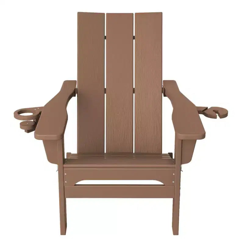 Hyleory - Sedie Adirondack Pieghevoli da Esterno in HDPE con 2 Portabicchieri - Sedia da Giardino con Schienale Curvo a 103 Gradi