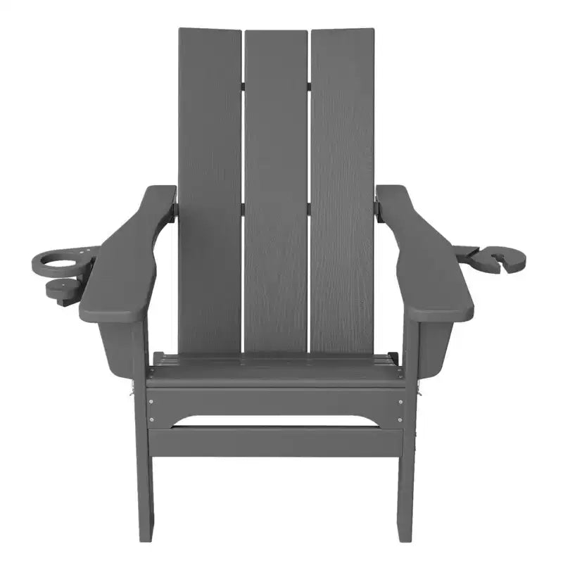 Hyleory - Sedie Adirondack Pieghevoli da Esterno in HDPE con 2 Portabicchieri - Sedia da Giardino con Schienale Curvo a 103 Gradi