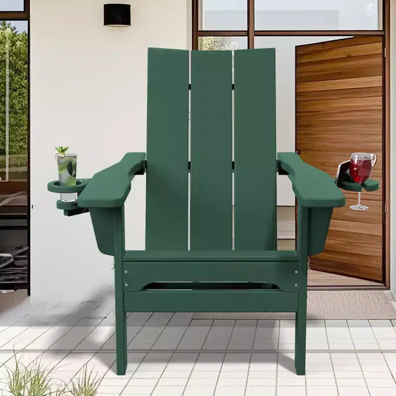 Hyleory - Sedie Adirondack Pieghevoli da Esterno in HDPE con 2 Portabicchieri - Sedia da Giardino con Schienale Curvo a 103 Gradi