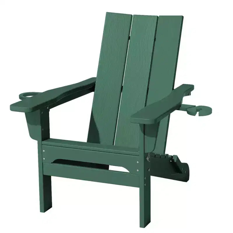Hyleory - Sedie Adirondack Pieghevoli da Esterno in HDPE con 2 Portabicchieri - Sedia da Giardino con Schienale Curvo a 103 Gradi