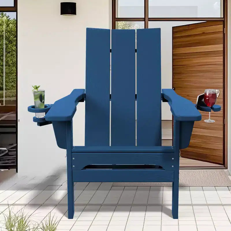 Hyleory - Sedie Adirondack Pieghevoli da Esterno in HDPE con 2 Portabicchieri - Sedia da Giardino con Schienale Curvo a 103 Gradi