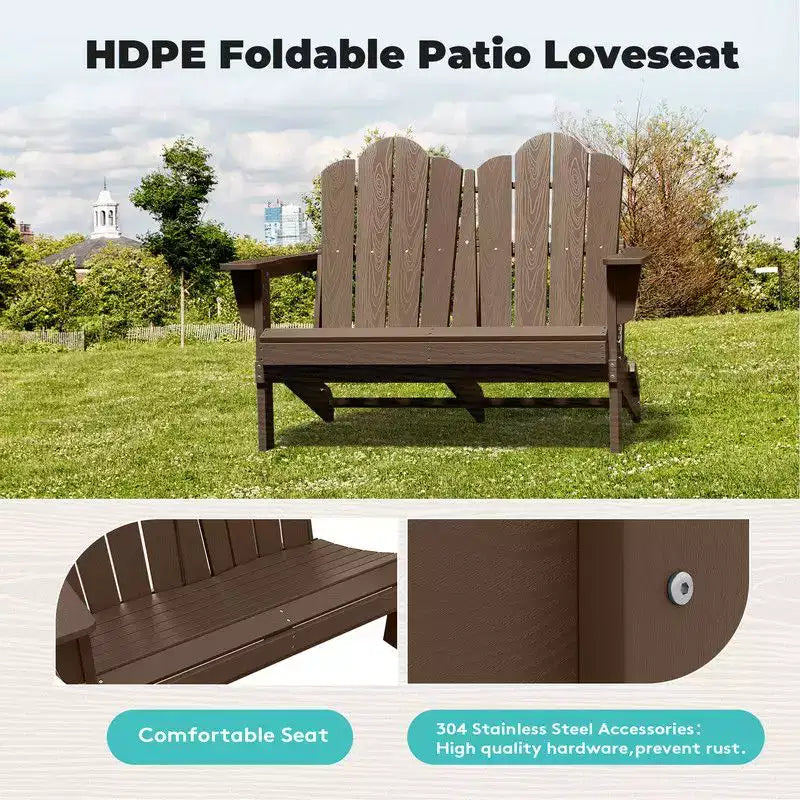 Hyleory Sedia Adirondack a 2 posti, poltrona doppia morbida, sedia pieghevole da balcone Cloud, resistente alle intemperie