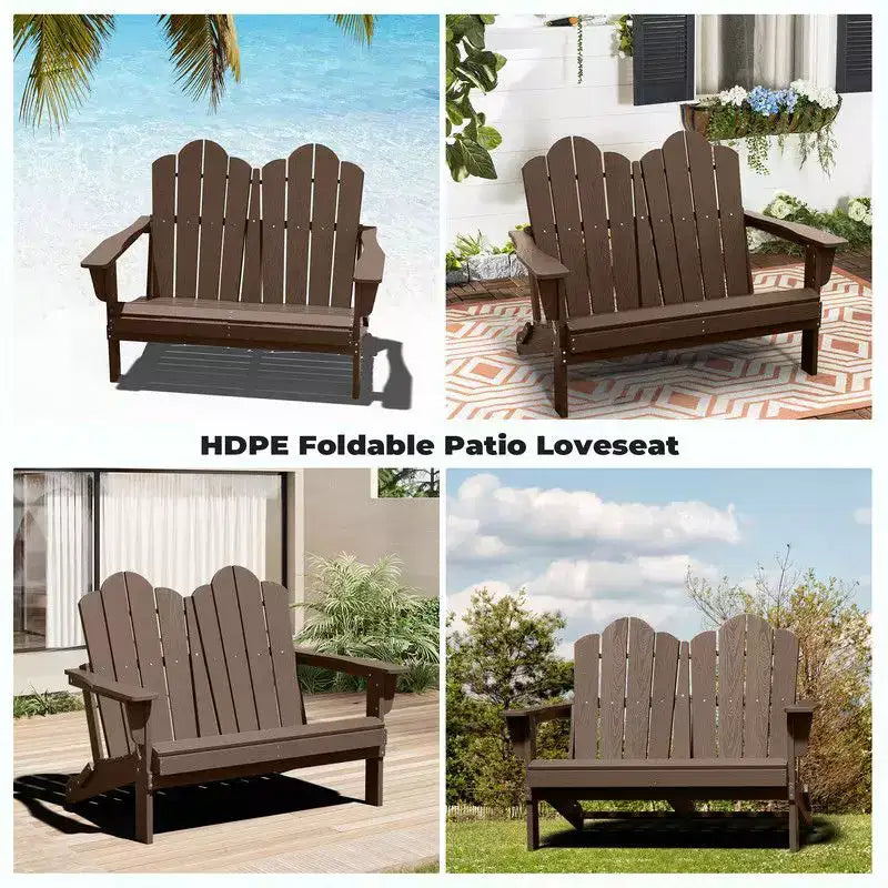 Hyleory Sedia Adirondack a 2 posti, poltrona doppia morbida, sedia pieghevole da balcone Cloud, resistente alle intemperie