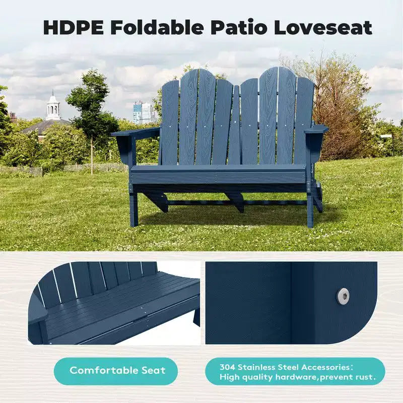 Hyleory Sedia Adirondack a 2 posti, poltrona doppia morbida, sedia pieghevole da balcone Cloud, resistente alle intemperie