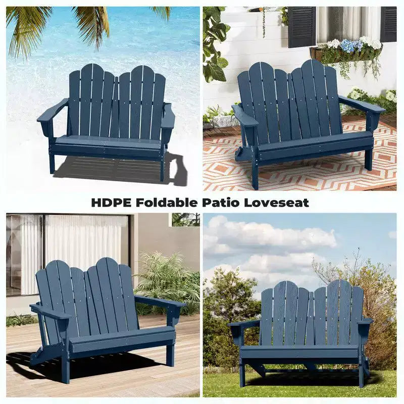 Hyleory Sedia Adirondack a 2 posti, poltrona doppia morbida, sedia pieghevole da balcone Cloud, resistente alle intemperie