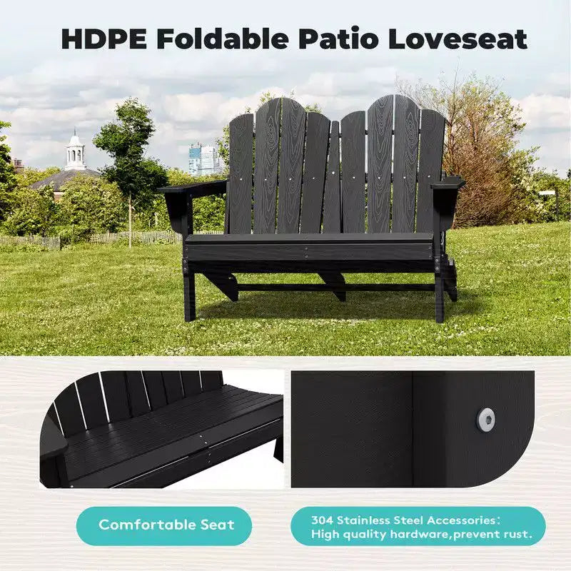 Hyleory Sedia Adirondack a 2 posti, poltrona doppia morbida, sedia pieghevole da balcone Cloud, resistente alle intemperie