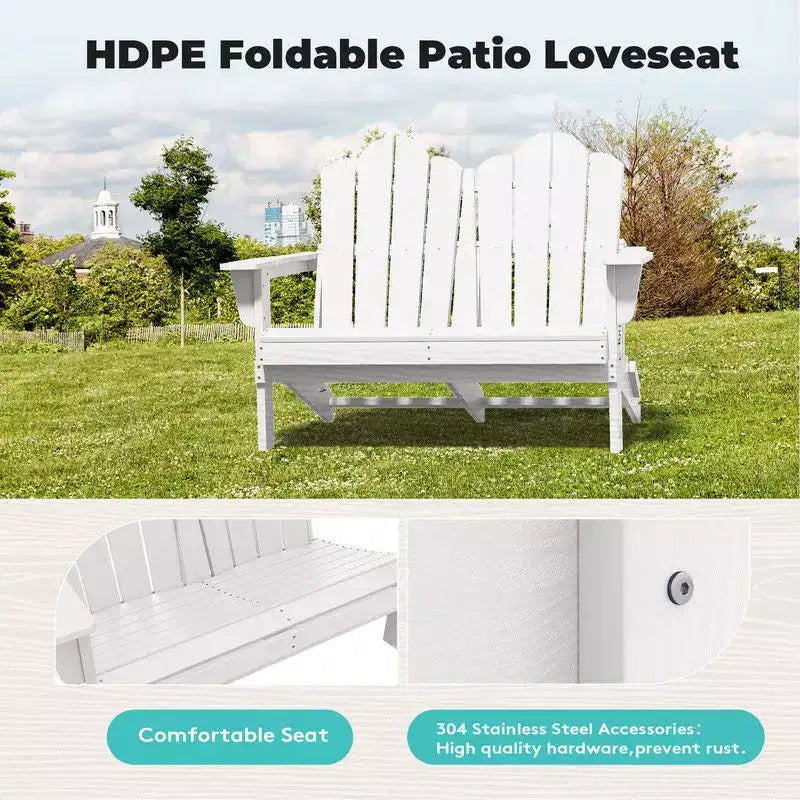 Hyleory Sedia Adirondack a 2 posti, poltrona doppia morbida, sedia pieghevole da balcone Cloud, resistente alle intemperie