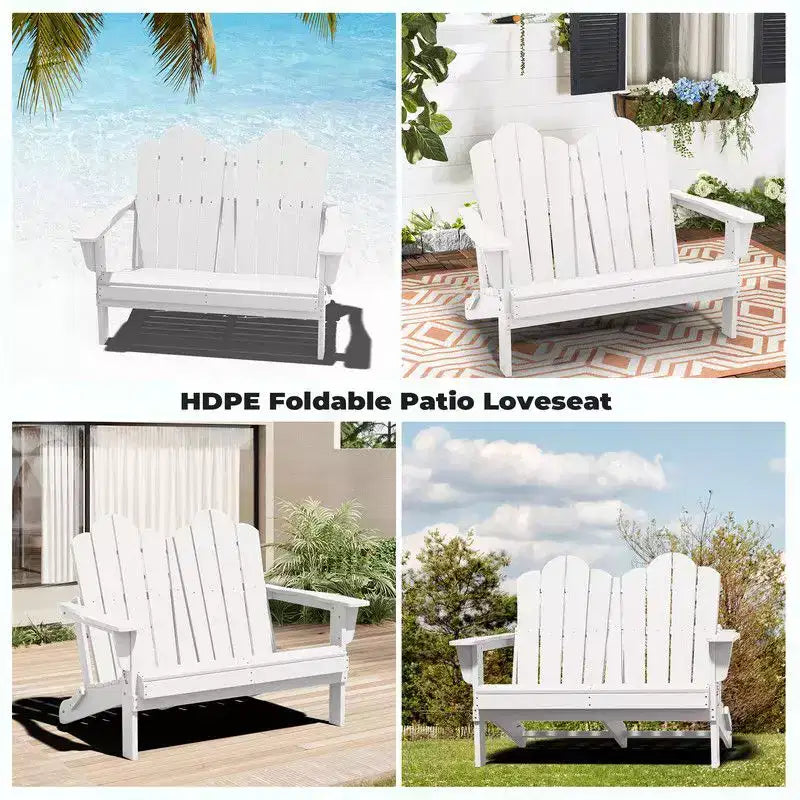 Hyleory Sedia Adirondack a 2 posti, poltrona doppia morbida, sedia pieghevole da balcone Cloud, resistente alle intemperie