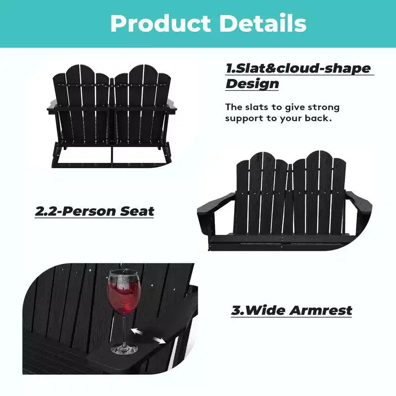 Hyleory Sedia Adirondack a 2 posti, poltrona doppia morbida, sedia pieghevole da balcone Cloud, resistente alle intemperie