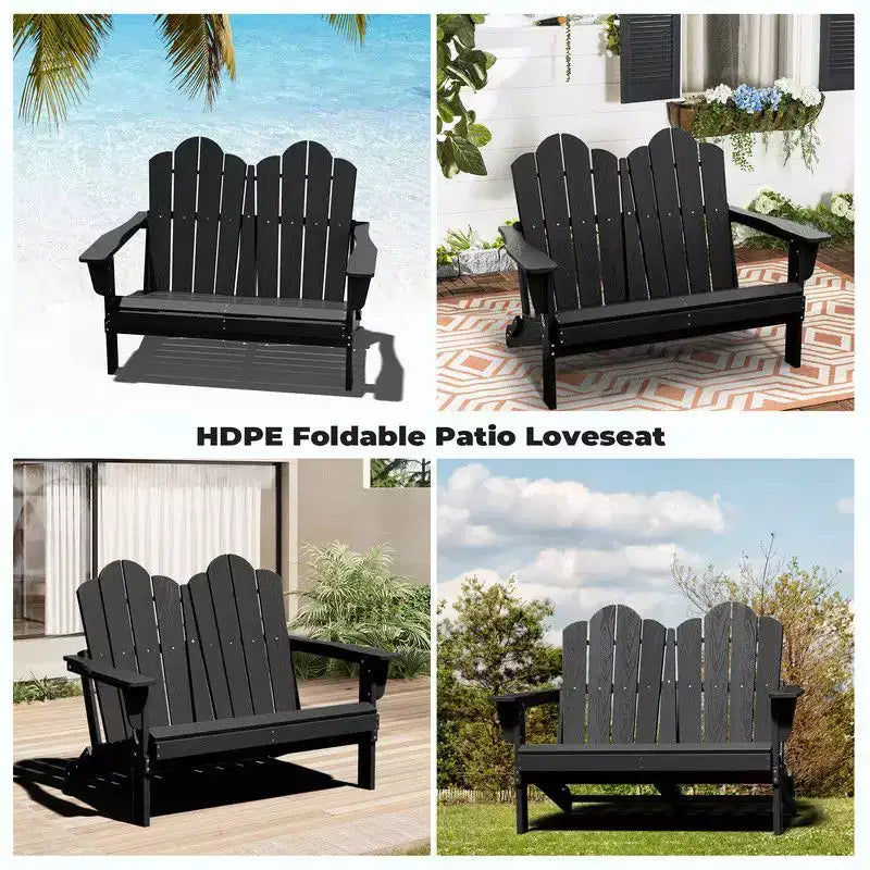 Hyleory Sedia Adirondack a 2 posti, poltrona doppia morbida, sedia pieghevole da balcone Cloud, resistente alle intemperie