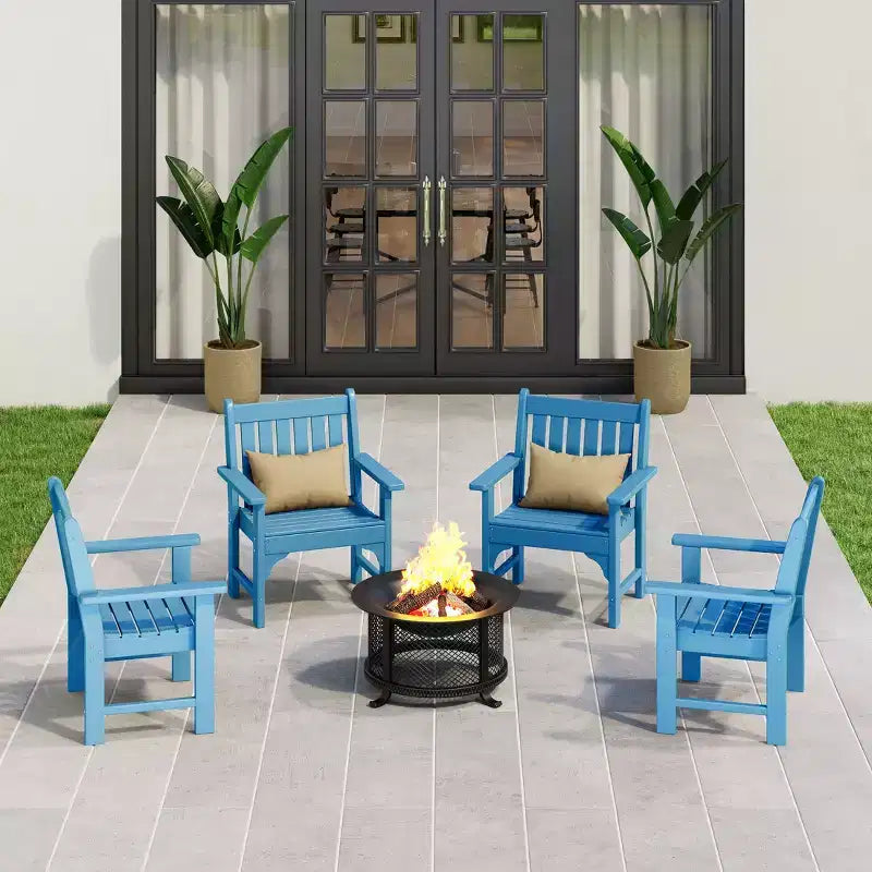 WestinTrends Sedie da pranzo Adirondack con braccioli in HDPE per patio esterno (set da 4)