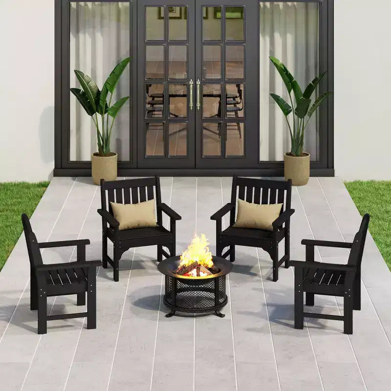 WestinTrends Sedie da pranzo Adirondack con braccioli in HDPE per patio esterno (set da 4)