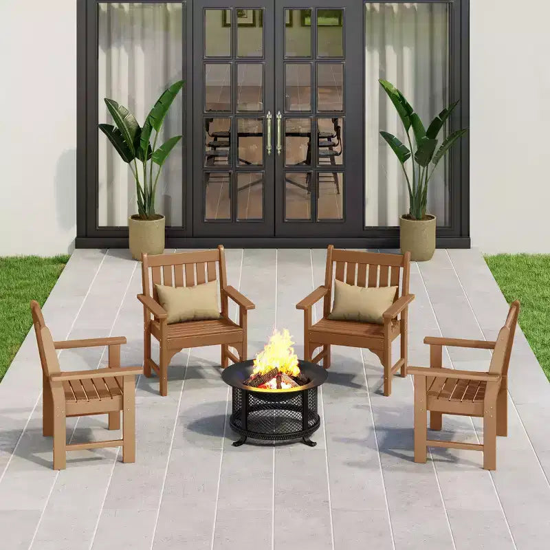 WestinTrends Sedie da pranzo Adirondack con braccioli in HDPE per patio esterno (set da 4)