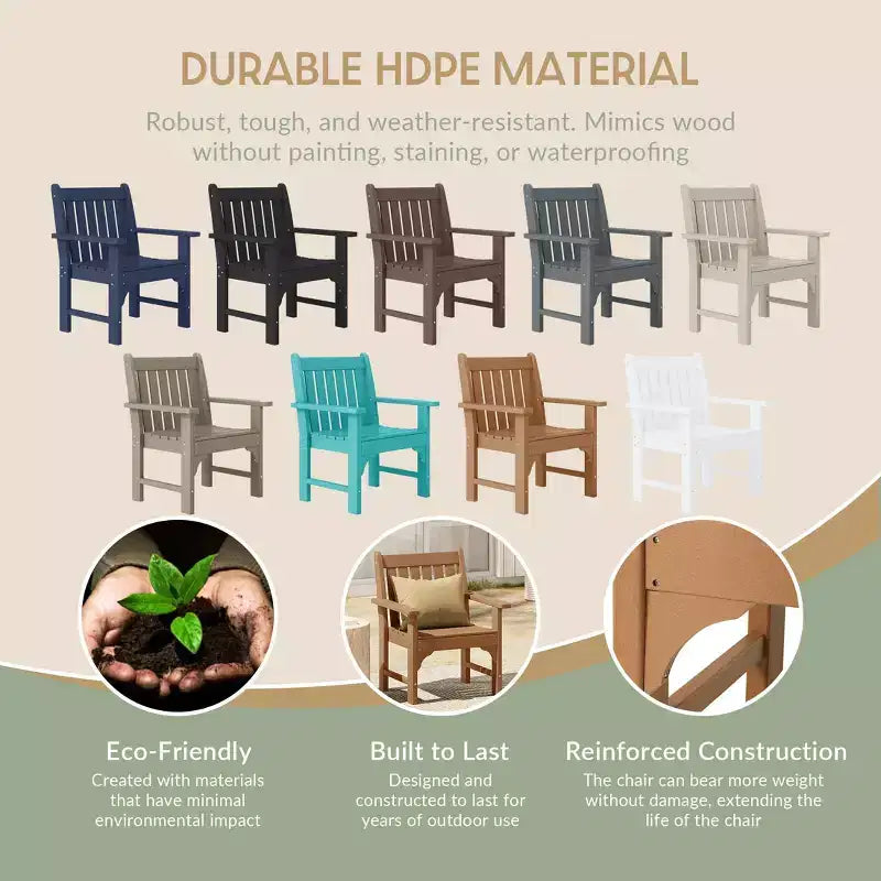 WestinTrends Sedie da pranzo Adirondack con braccioli in HDPE per patio esterno (set da 4)