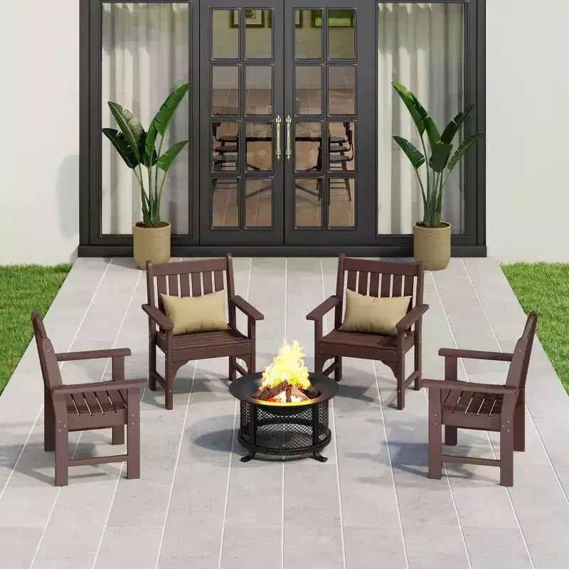 WestinTrends Sedie da pranzo Adirondack con braccioli in HDPE per patio esterno (set da 4)