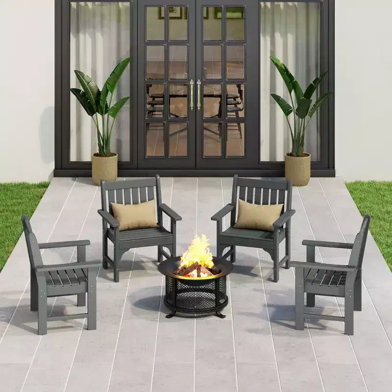 WestinTrends Sedie da pranzo Adirondack con braccioli in HDPE per patio esterno (set da 4)