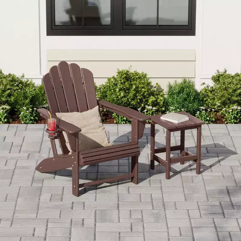 Chaise Adirondack d'extérieur WestinTrends Highland en PEHD avec porte-gobelet et tablettes intégrées