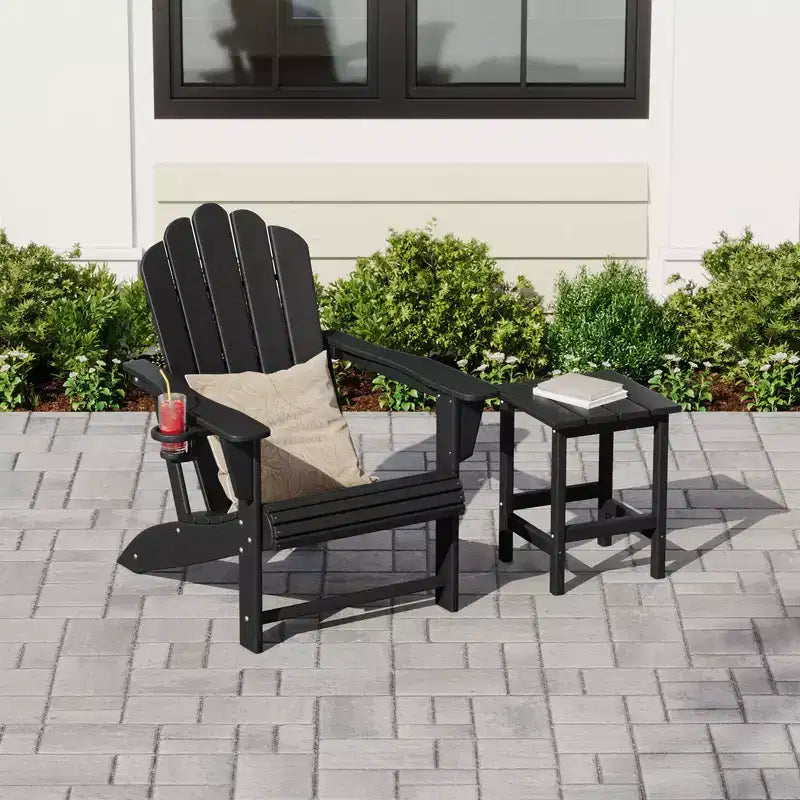 Chaise Adirondack d'extérieur WestinTrends Highland en PEHD avec porte-gobelet et tablettes intégrées