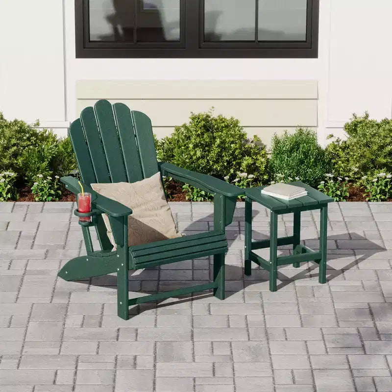 Chaise Adirondack d'extérieur WestinTrends Highland en PEHD avec porte-gobelet et tablettes intégrées