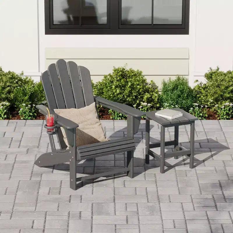 Chaise Adirondack d'extérieur WestinTrends Highland en PEHD avec porte-gobelet et tablettes intégrées