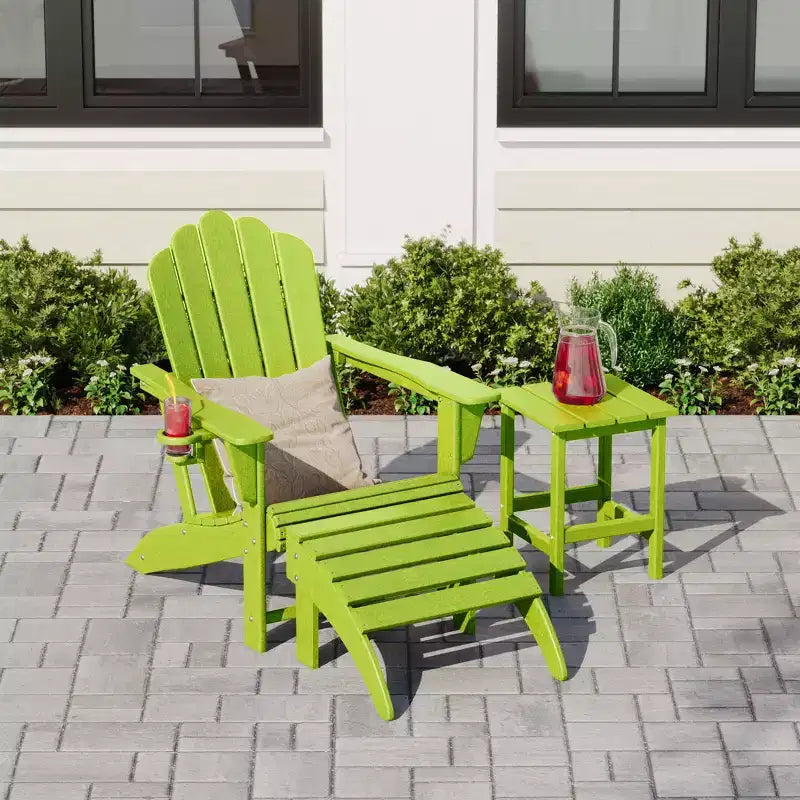 WestinTrends Ensemble 3 pièces de chaise Adirondack avec porte-gobelet, pouf pliant et table