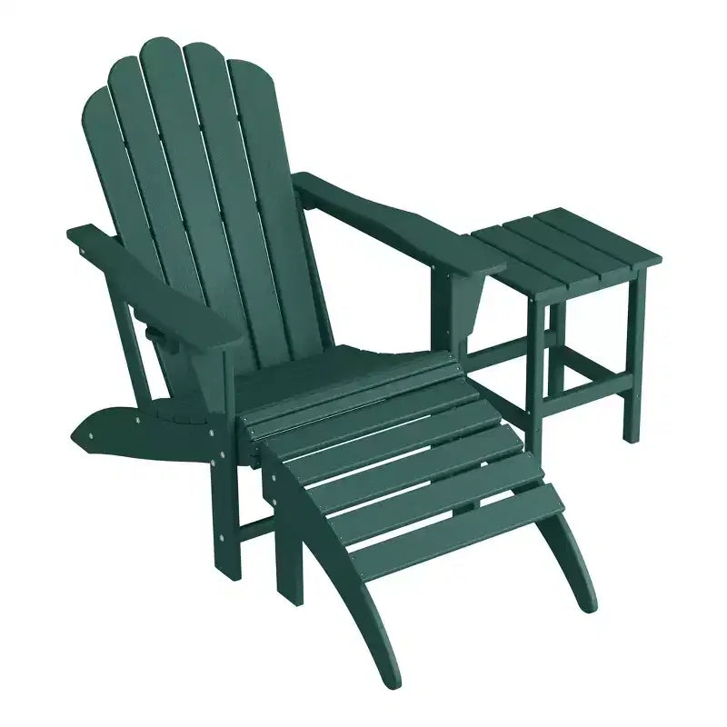 Set da 3 pezzi WestinTrends: sedia Adirondack con portabicchieri, poggiapiedi pieghevole e tavolino