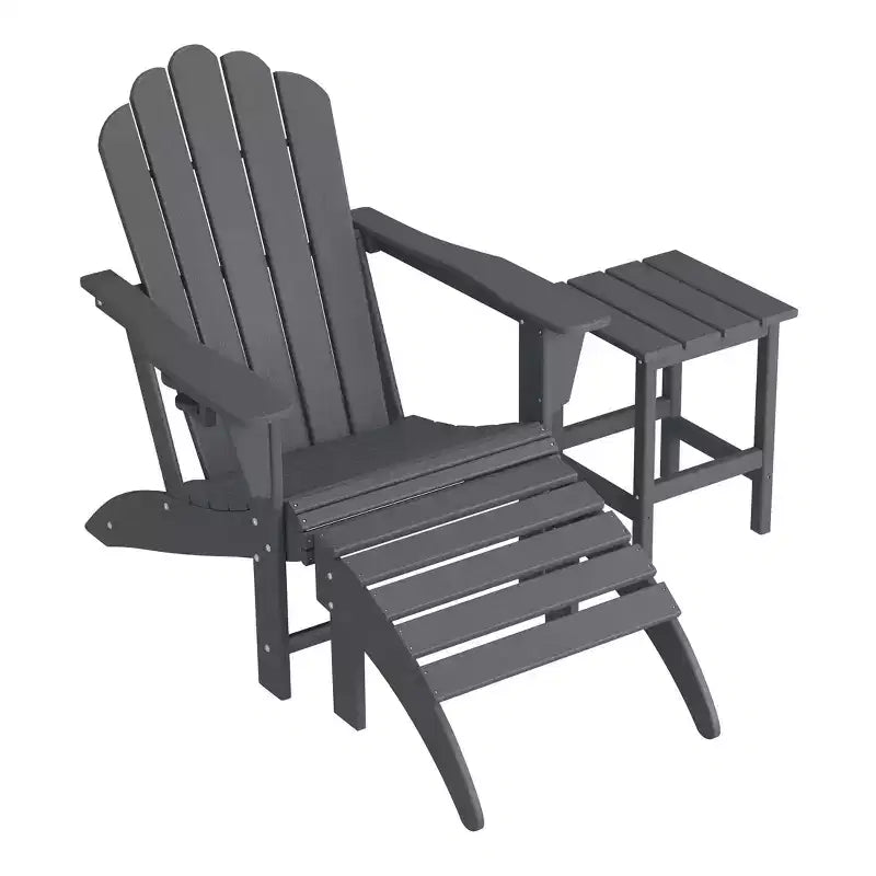 Set da 3 pezzi WestinTrends: sedia Adirondack con portabicchieri, poggiapiedi pieghevole e tavolino