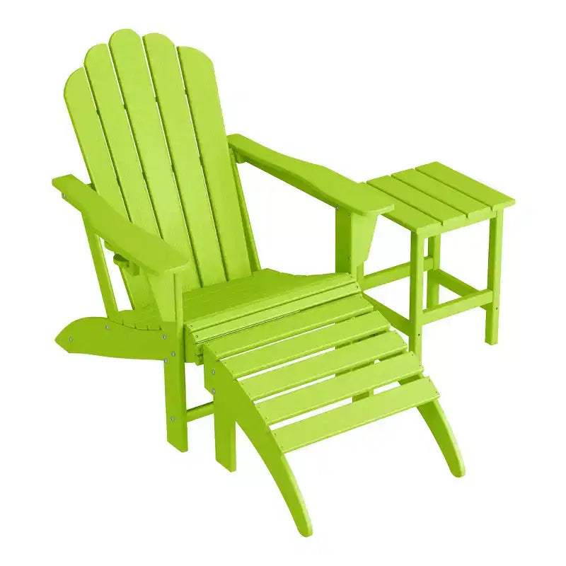 Set da 3 pezzi WestinTrends: sedia Adirondack con portabicchieri, poggiapiedi pieghevole e tavolino
