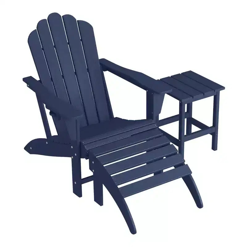 Set da 3 pezzi WestinTrends: sedia Adirondack con portabicchieri, poggiapiedi pieghevole e tavolino