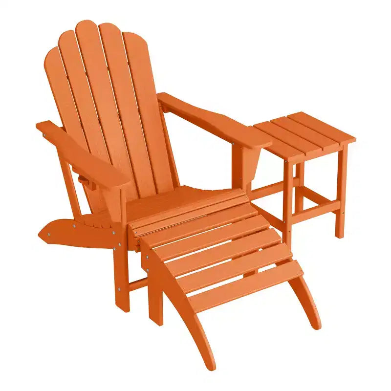 Set da 3 pezzi WestinTrends: sedia Adirondack con portabicchieri, poggiapiedi pieghevole e tavolino