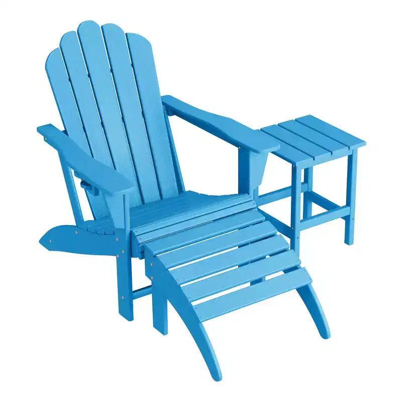 Set da 3 pezzi WestinTrends: sedia Adirondack con portabicchieri, poggiapiedi pieghevole e tavolino