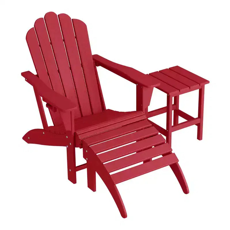 Set da 3 pezzi WestinTrends: sedia Adirondack con portabicchieri, poggiapiedi pieghevole e tavolino