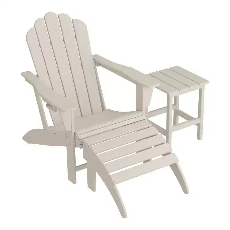 Set da 3 pezzi WestinTrends: sedia Adirondack con portabicchieri, poggiapiedi pieghevole e tavolino
