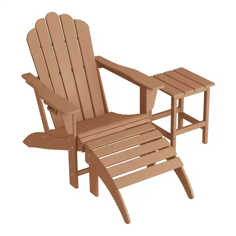 Set da 3 pezzi WestinTrends: sedia Adirondack con portabicchieri, poggiapiedi pieghevole e tavolino