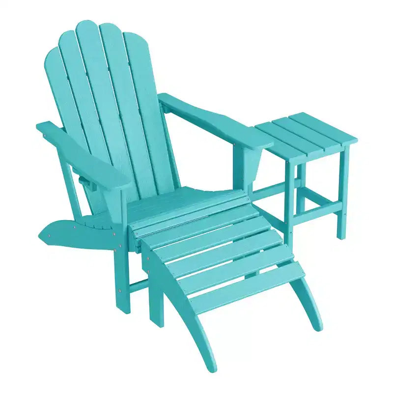 Set da 3 pezzi WestinTrends: sedia Adirondack con portabicchieri, poggiapiedi pieghevole e tavolino