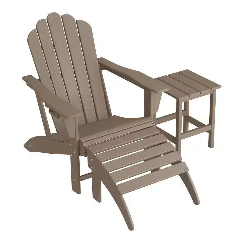 Set da 3 pezzi WestinTrends: sedia Adirondack con portabicchieri, poggiapiedi pieghevole e tavolino