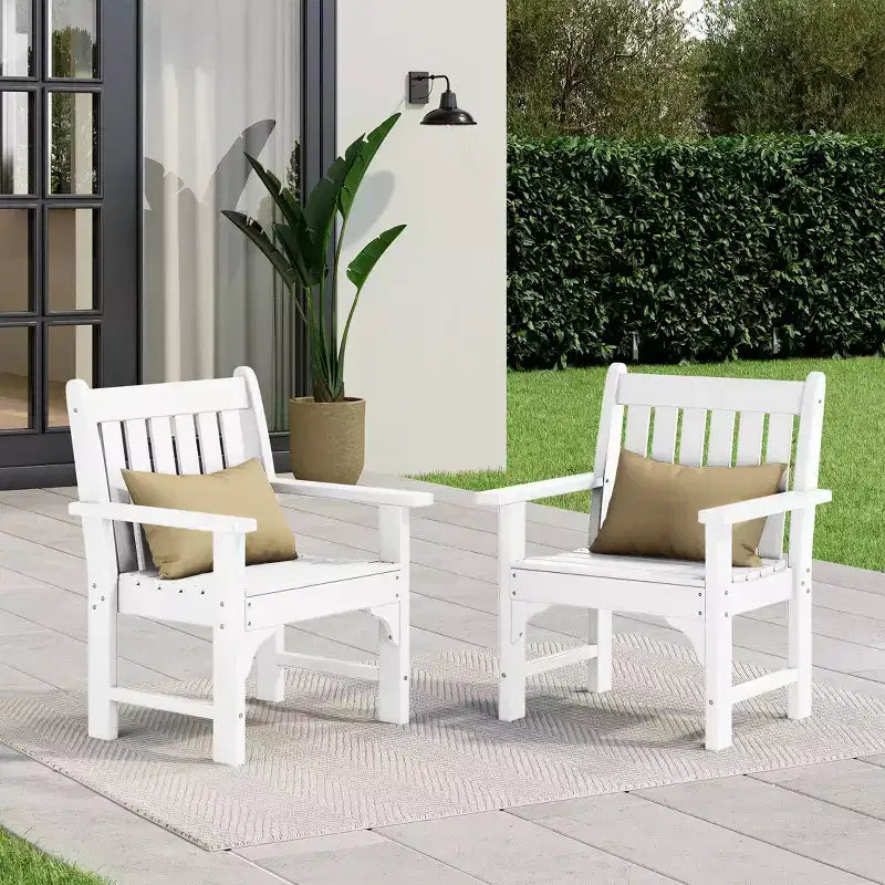WestinTrends Malibu Sedie da pranzo Adirondack per esterni in HDPE (Set da 2), Bianco