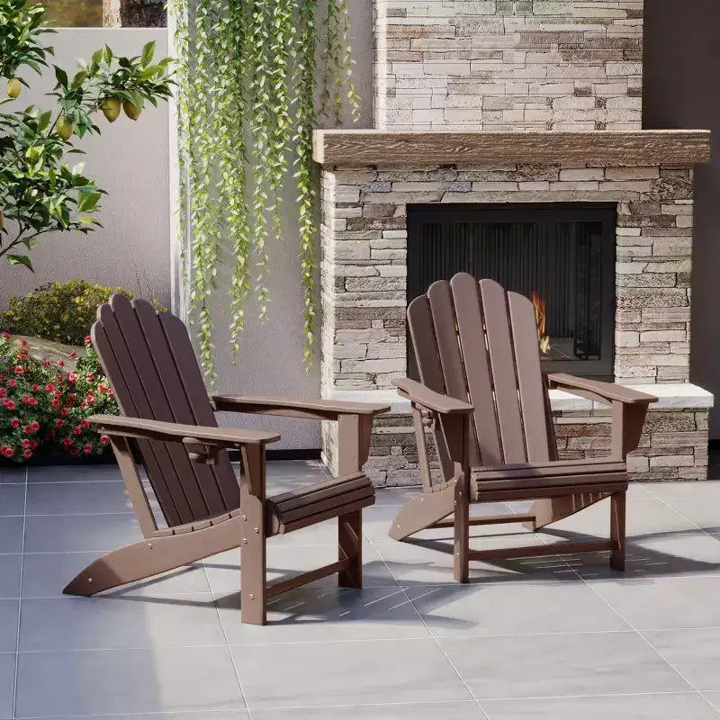 WestinTrends Highland - Sedie Adirondack da Esterno in HDPE con Portabicchieri (Set da 2)